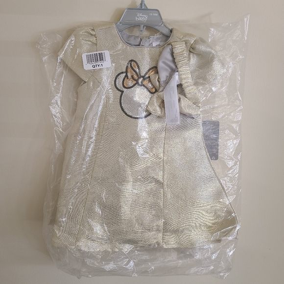 🆕️ Minnie Mouse Gold Holiday Dress Set for Baby - Picture 2 of 9